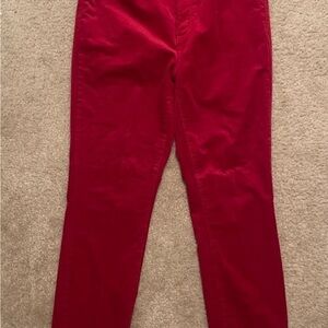 LOFT Red Skinny Corduroy Pants